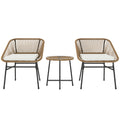 3 Piece Rattan Bistro Set with Cushions and Glass Top Table for Garden and Patio by Outsunny