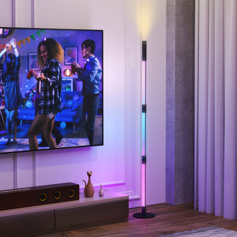 LED Floor Lamp with RGB, Remote Control and Music Sync for Living Room and Gaming by HOMCOM