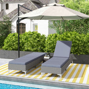Set of 2 Rattan Sun Loungers with Adjustable Backrest and Cushions for Garden Dark Grey AOSOM