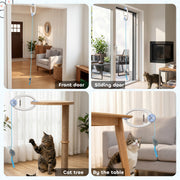 Automatic Doorway Cat Toy With Timer For Indoor Play And Scratch Prevention White Blue Pawhut
