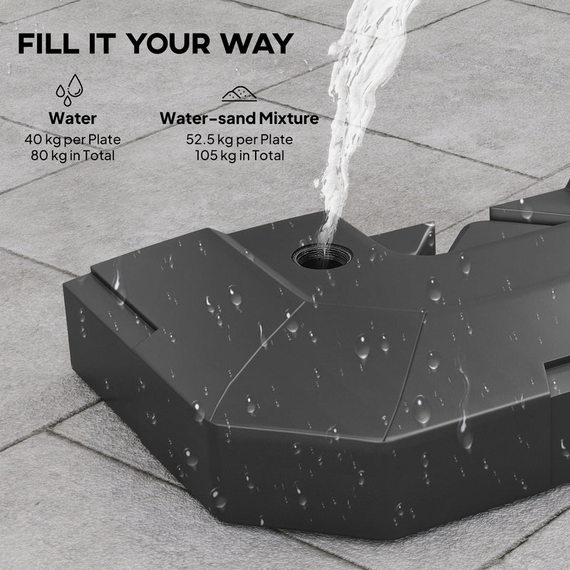 Cantilever Umbrella Base Weights for Stable Garden Shade Easy Fill and Store Black AOSOM