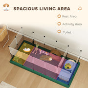 Small Pet Cage and Playpen with Waterproof Mat for Easy Cleaning Black AOSOM