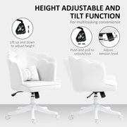 White Velvet Feel Petal Back Office Chair with Swivel and Height Adjustment by HOMCOM