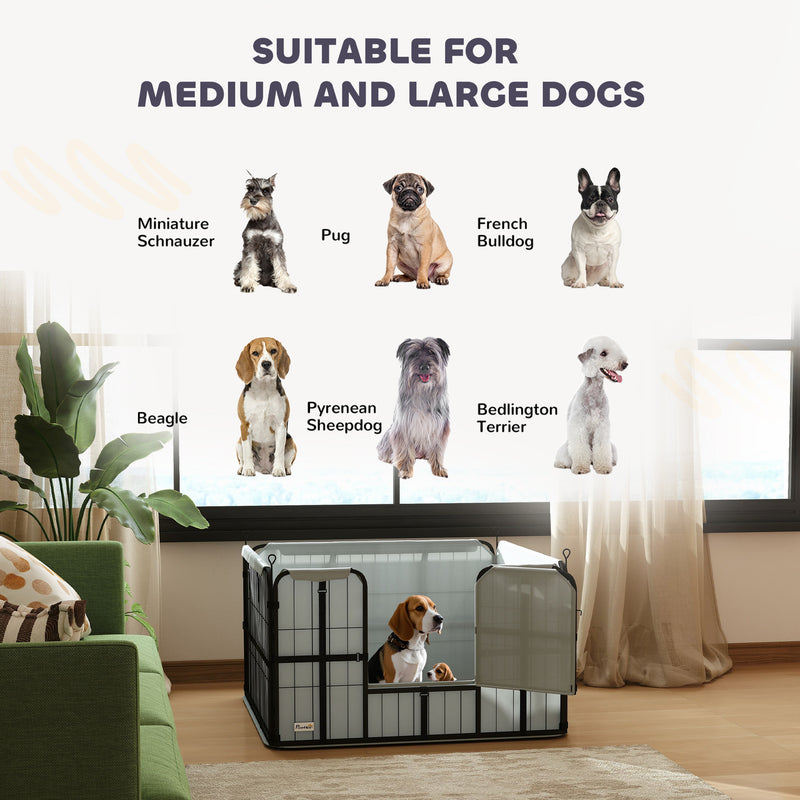 Steel Dog Whelping Box with Washable Pad and Windproof Cloth for Small Medium Dogs by PawHut