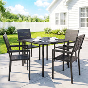 Garden Dining Set for 4 with Weather Resistant Table and Chairs Easy Care Black Outsunny