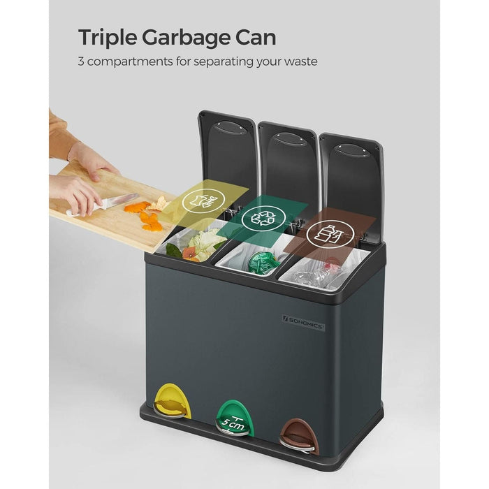 Songmics Three Compartment Recycling Bin