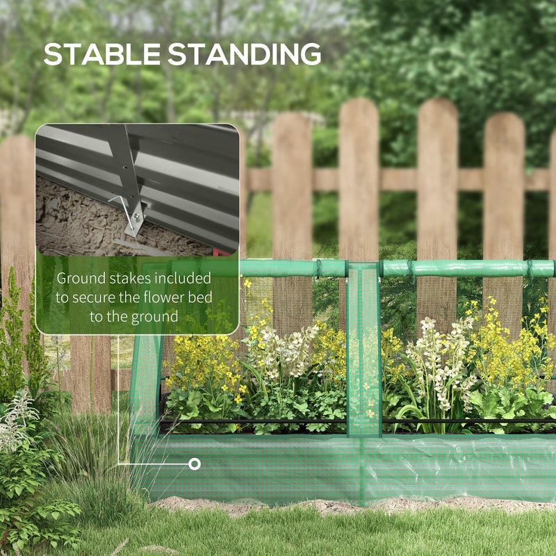 Metal Raised Garden Bed with Cover for Herbs and Vegetables Ideal for Outdoors Green Grey