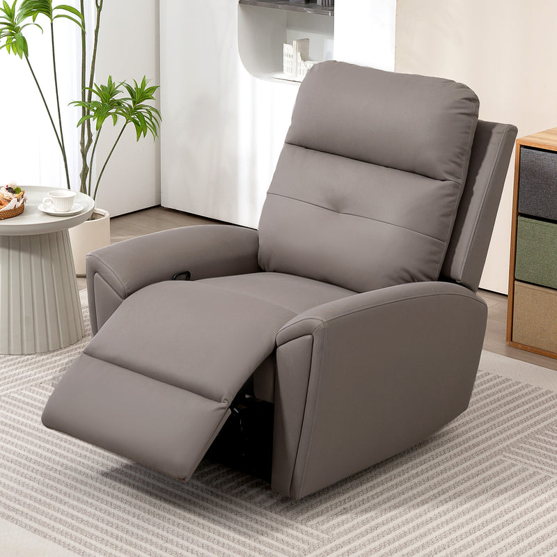 Manual Recliner Armchair with Adjustable Leg Rest for Lounge or Bedroom Comfort, Grey