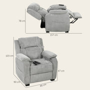 Electric Recliner Armchair Light Grey - reclined