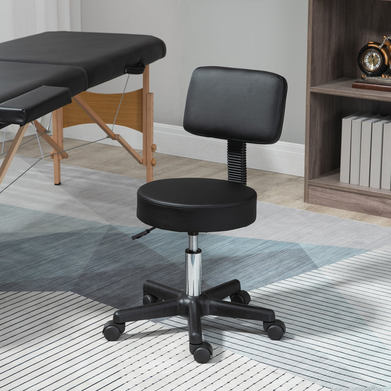 Adjustable Swivel Salon Chair with Padded Seat and Wheels for Hairdressers and Spas, Black