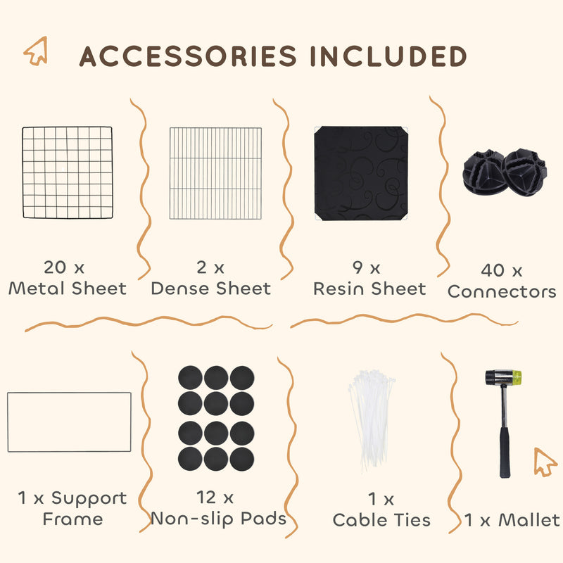 DIY Small Animal Cage with Elevated Huts for Guinea Pigs Rabbits and Hedgehogs Black by PawHut