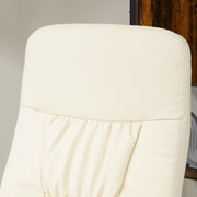 Swivel Recliner Chair with Footstool and High Back for Lounge Comfort, Cream White