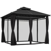 Dark Grey 3 x 3m Hard Top Gazebo with Polycarbonate Roof and Steel Frame by Outsunny