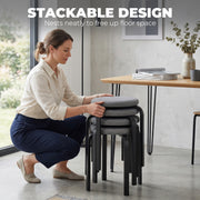 Stackable Stools Set of 4 for Extra Seating with Padded Cushions No Assembly Dark Grey Homcom