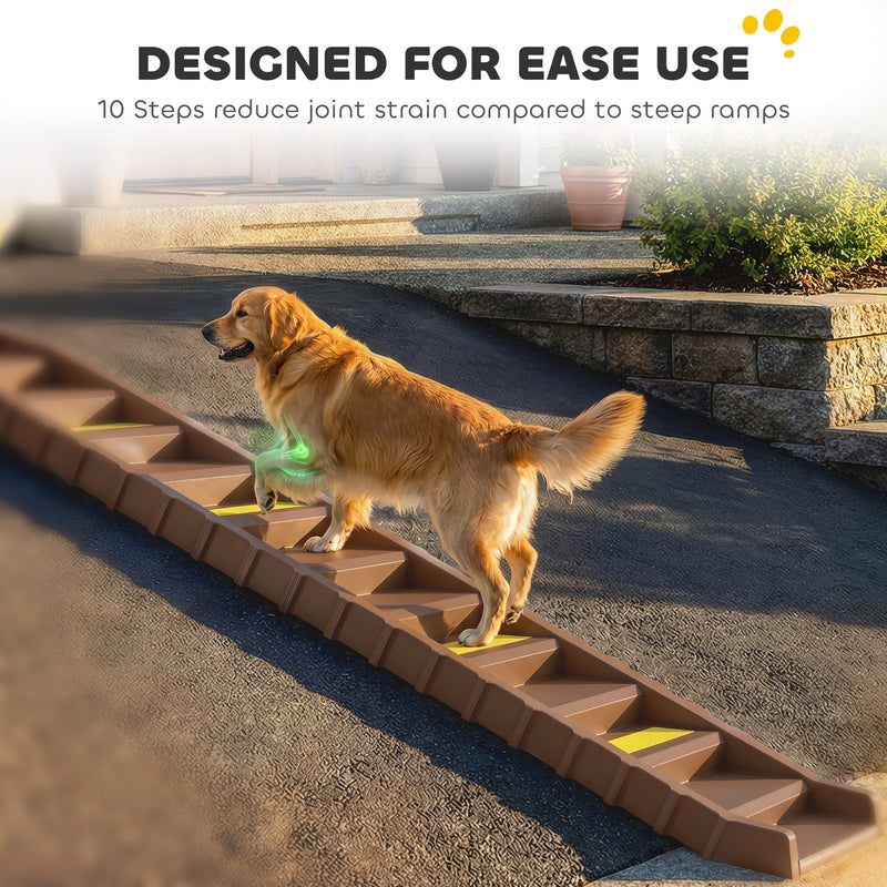 Dog Car Ramp for Easy Pet Access with Anti Slip Surface and Foldable Design Brown