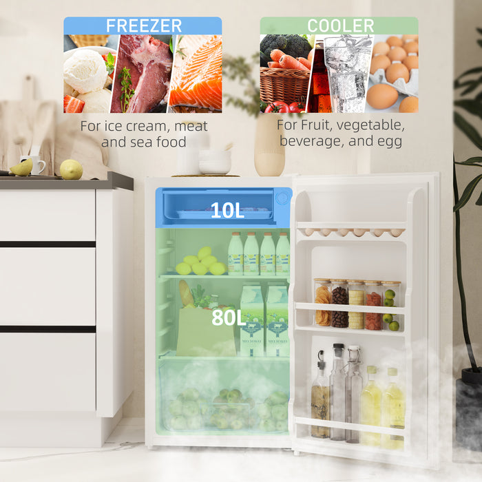 White 91L Freestanding Under Counter Fridge with Lock by HOMCOM