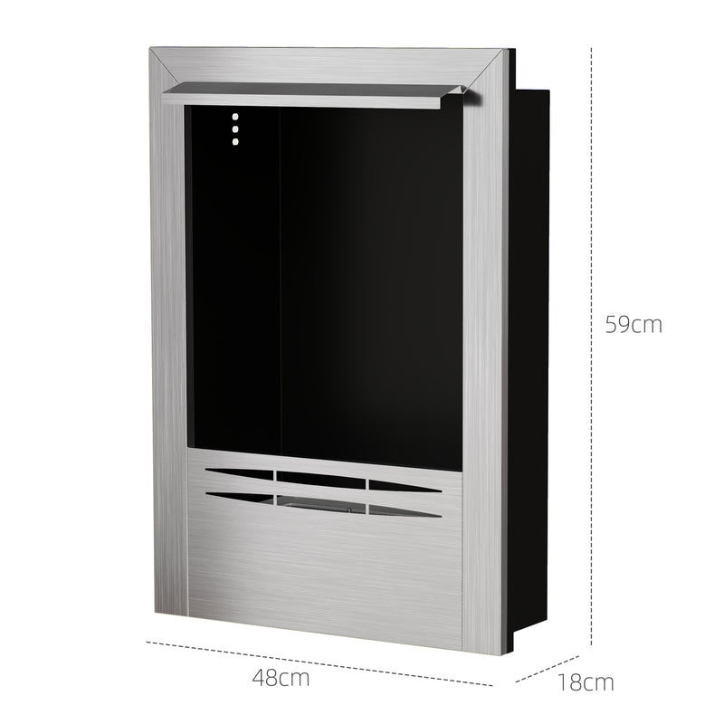 Stainless Steel Indoor Ethanol Fireplace Insert with 0.9L Burner Silver by HOMCOM