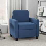 Blue Modern Boxy Linen Look Armchair with Padded Seat by HOMCOM