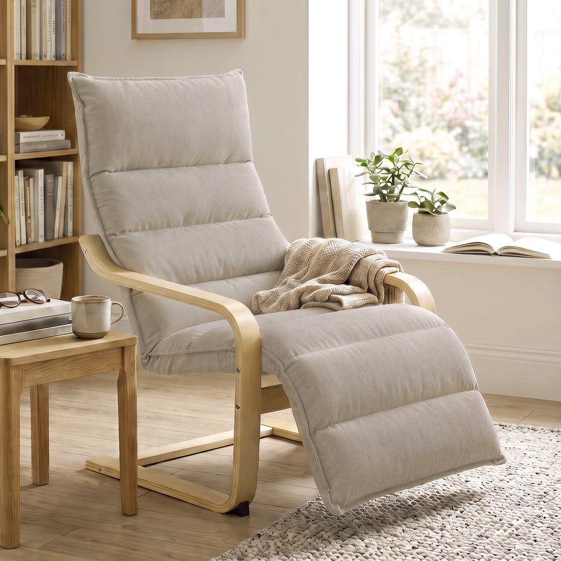 Recliner Armchair with Adjustable Footrest and Rocking Motion for Relaxing at Home Light Brown