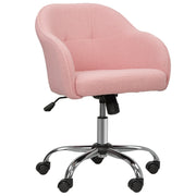 Teddy Fleece Swivel Office Chair With Padded Seat For Home Or Study Desk, Pink