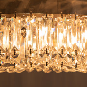 HOMCOM Crystal Ceiling Lights Set of 2, Modern Flush Chandeliers with Stainless Steel Base, Pendant Lights for Living Room Bedroom Dining Room, Silver Tone AOSOM