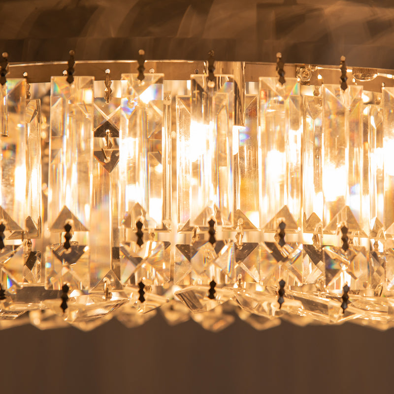 HOMCOM Crystal Ceiling Lights Set of 2, Modern Flush Chandeliers with Stainless Steel Base, Pendant Lights for Living Room Bedroom Dining Room, Silver Tone AOSOM