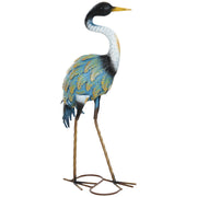 Outsunny Heron Garden Statue, Standing Garden Ornament, Metal Garden Gift with Stakes, 28 x 17 x 63 cm, Multi-Colour AOSOM
