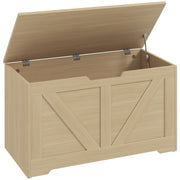 100L Wooden Storage Chest With Safety Hinges Ideal For Home Organisation, Natural