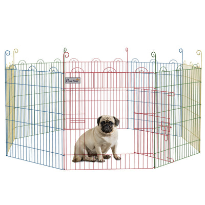 Eight Panel Pet Playpen Crate with Door for Indoor and Outdoor Use 60cm High Black