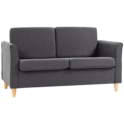 Modern 2 Seater Loveseat Sofa with Wooden Legs Ideal for Small Living Rooms Dark Grey