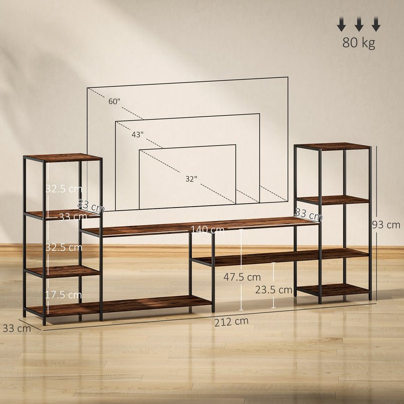 Industrial TV Stand With Storage Shelves For TVs Up To 60 Inches Ideal For Living Rooms