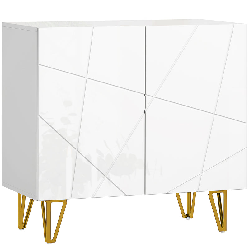 Modern High Gloss Sideboard with Hairpin Legs for Stylish Storage and Display, White