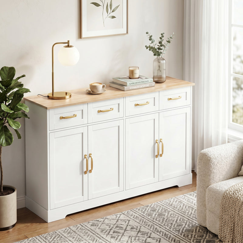 Sideboard Storage Cabinet with Adjustable Shelves for Organised Kitchen or Dining Room White Oak