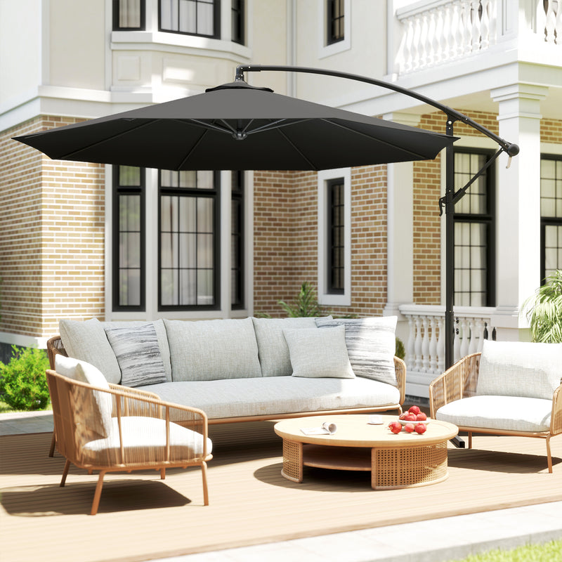 Black Cantilever Garden Parasol with Adjustable Shade for Outdoor Dining and Lounging