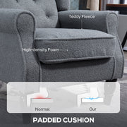 Retro Wingback Accent Chair With Button Tufted Upholstery For Living Room And Bedroom Grey