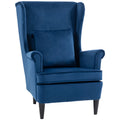 Velvet Wingback Armchair for Reading and Relaxing with Cushioned Support Blue Homcom