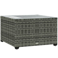 Light Grey Rattan Side Table with Glass Top 62 x 62 cm by Outsunny