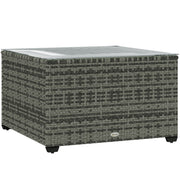 Light Grey Rattan Side Table with Glass Top 62 x 62 cm by Outsunny