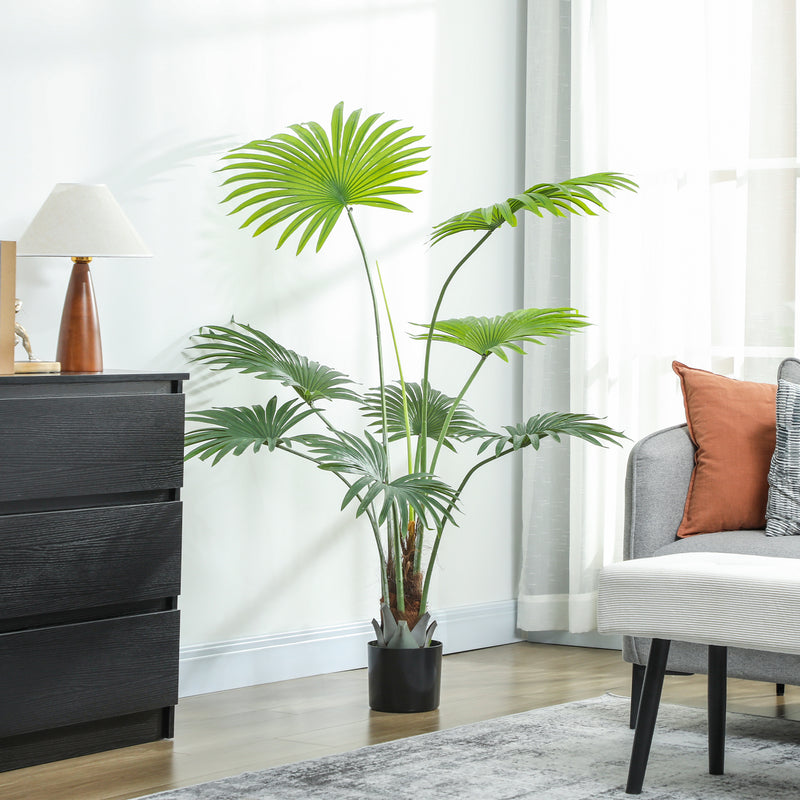 145cm Artificial Palm Tree with Lifelike PEVA Leaves Ideal for Home or Office Decor Green