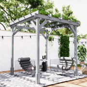 2x2m Grey Wooden Garden Pergola Kit for Shaded Outdoor Seating and Climbing Plants Grey Outsunny