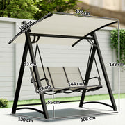 Garden Swing Chair 3 Seater with Adjustable Canopy for Shaded Outdoor Relaxing, Cream White Outsunny
