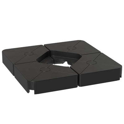 Set of 4 Heavy Duty Cantilever Parasol Base Weights 64kg Sand or 55kg Water Black by Outsunny