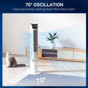 Tower Fan with Ice Cooling for Whole Room Comfort and Space Saving White AOSOM