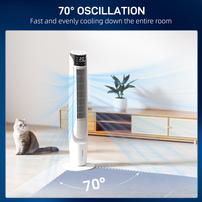Tower Fan with Ice Cooling for Whole Room Comfort and Space Saving White AOSOM