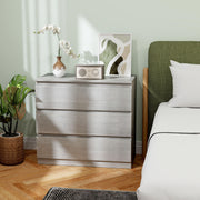 Grey Wood Effect Chest of 3 Drawers Modern Bedroom Storage Unit With Ample Space