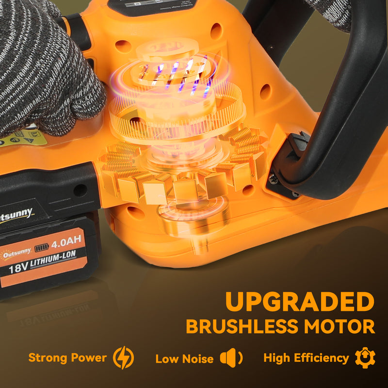 Cordless Electric Hedge Trimmer with 51cm Blade and 2 Batteries for Shrubs by Outsunny