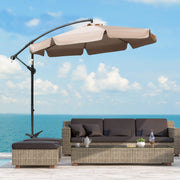 Light Brown 27m Cantilever Garden Parasol With Crank Handle For Shaded Outdoor Seating