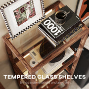 LED Floor Lamp with 4 Glass Shelves Dimmable Tall Light for Living Room Rustic Brown