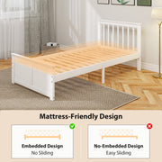 Wooden Single Bed Frame with Storage Drawers Ideal for Kids or Guest Rooms White