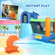Kids Inflatable Bouncy Castle with Water Slide and Ball Pit for Garden Play Blue Orange AOSOM